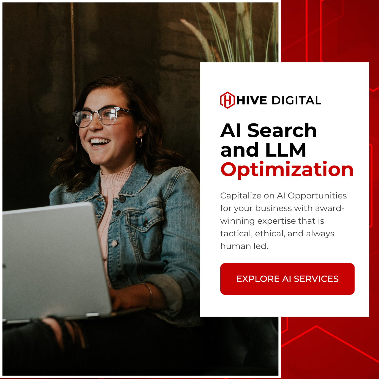 Hive Digital, Inc. Facebook ad: Stay Visible in the AI-Driven Search Revolution