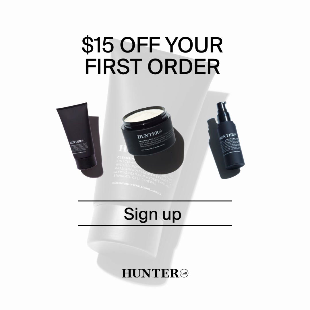 HUNTER LAB Facebook ad: Get $15 off and start your ritual.