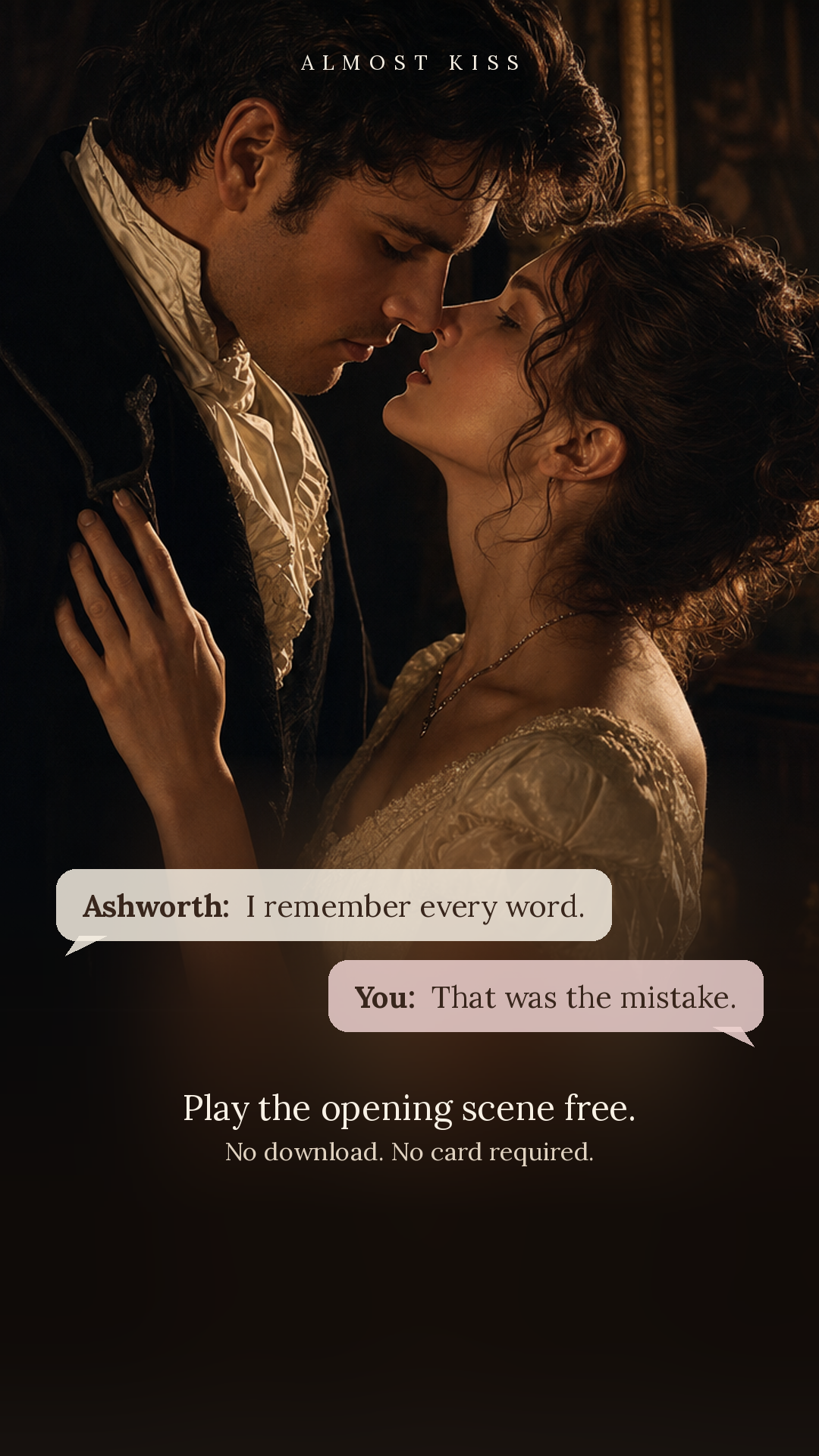 Almost Kiss Facebook ad: Ruin me. It's the only way out.