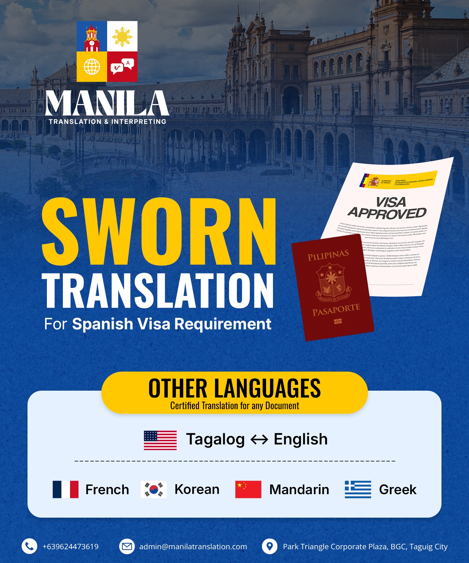 Manila Translations Facebook ad: Planning your Spain Visa Application?