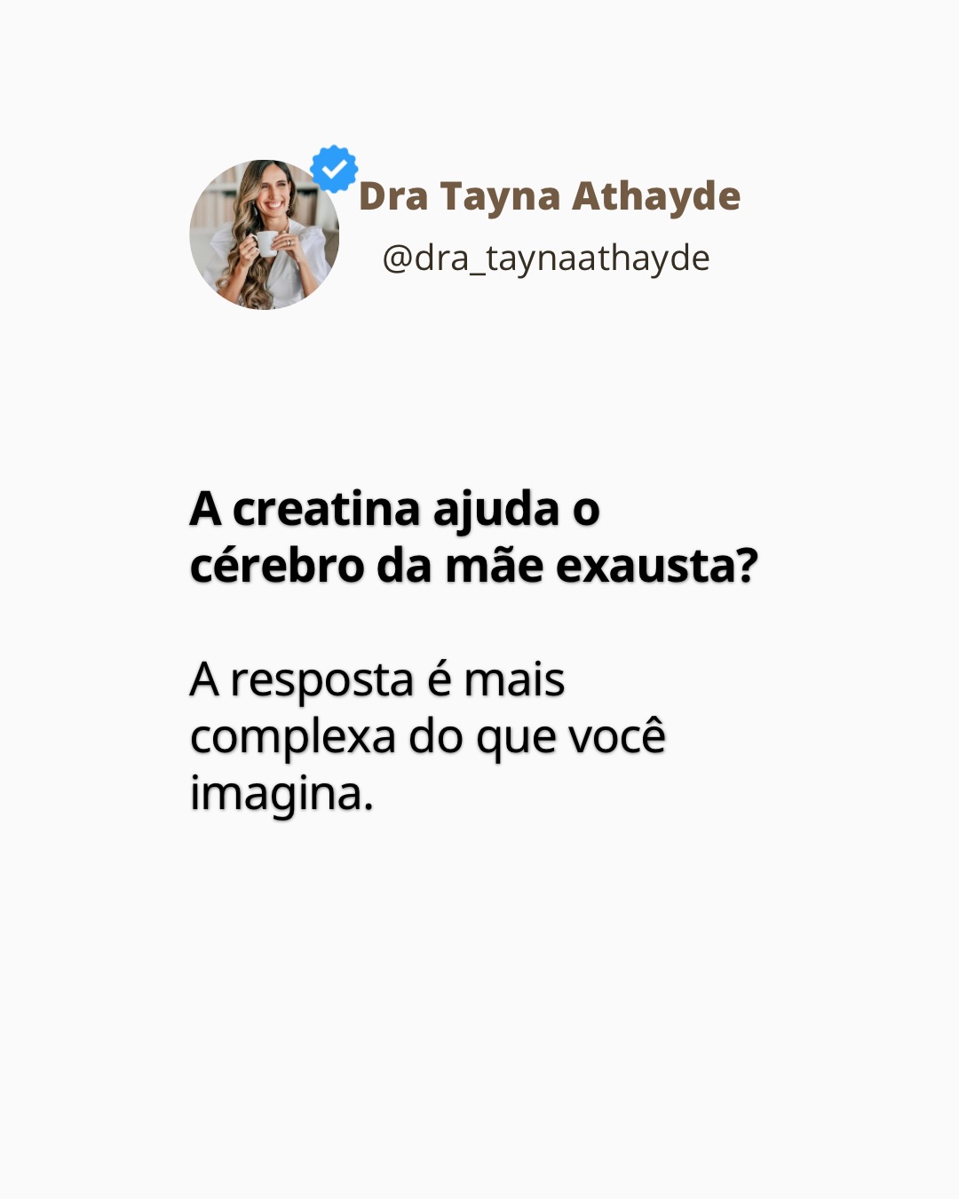 Expert Tayná Athayde Facebook ad: Você já percebeu que creatina deixa o músculo…