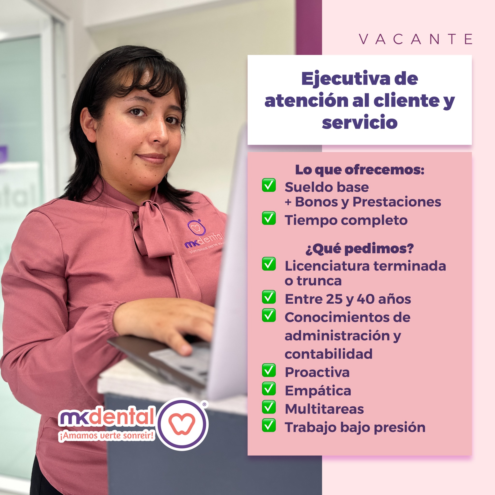 MK Dental Facebook ad: Tu próximo trabajo podría estar aquí.