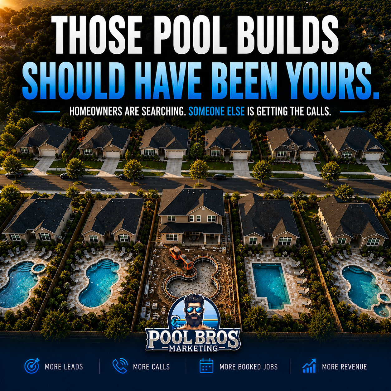 Pool Bros Marketing Facebook ad: How Many Pool Builds Should Have Been Yours?