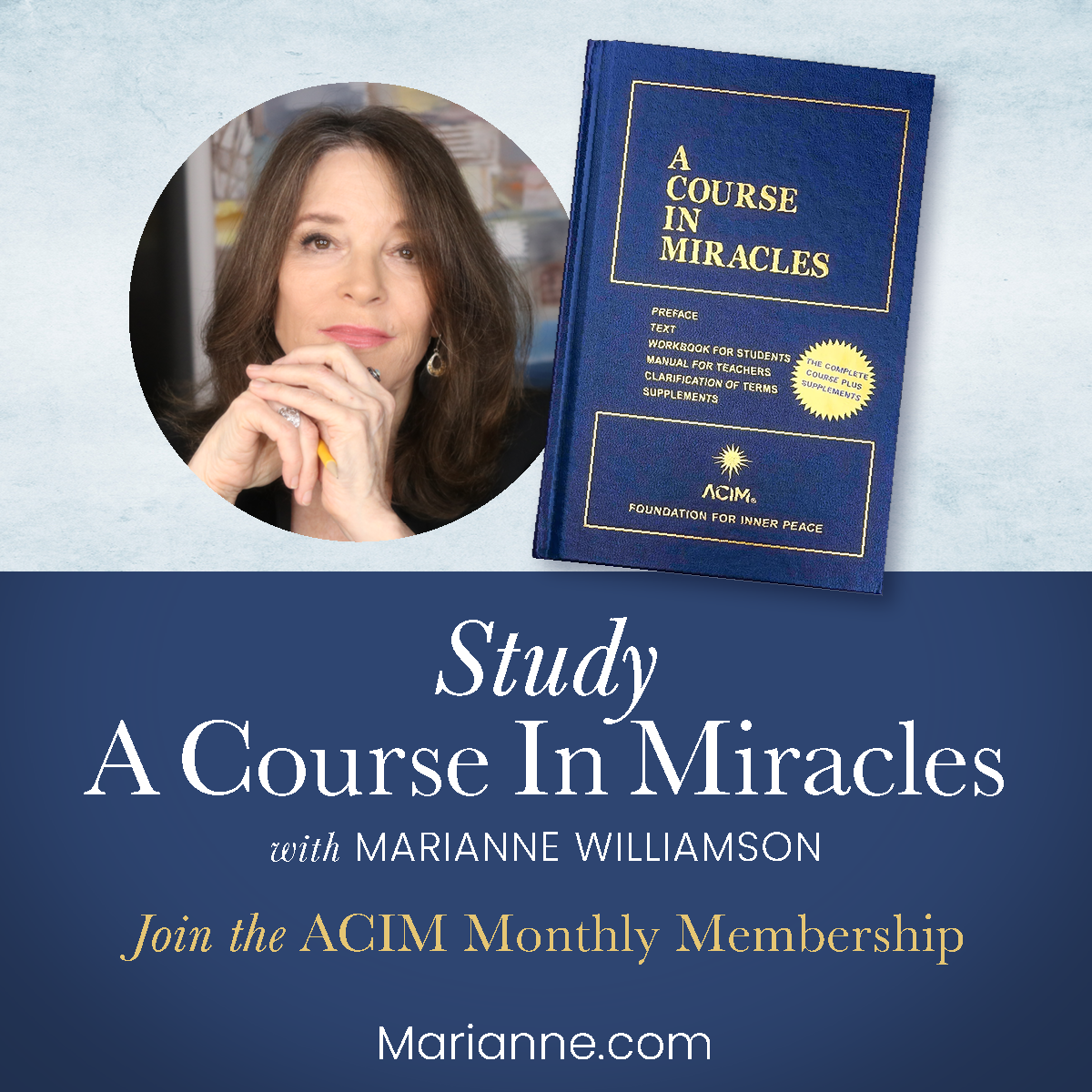 Marianne Williamson Facebook ad: Transform Your Life with A Course in Miracles