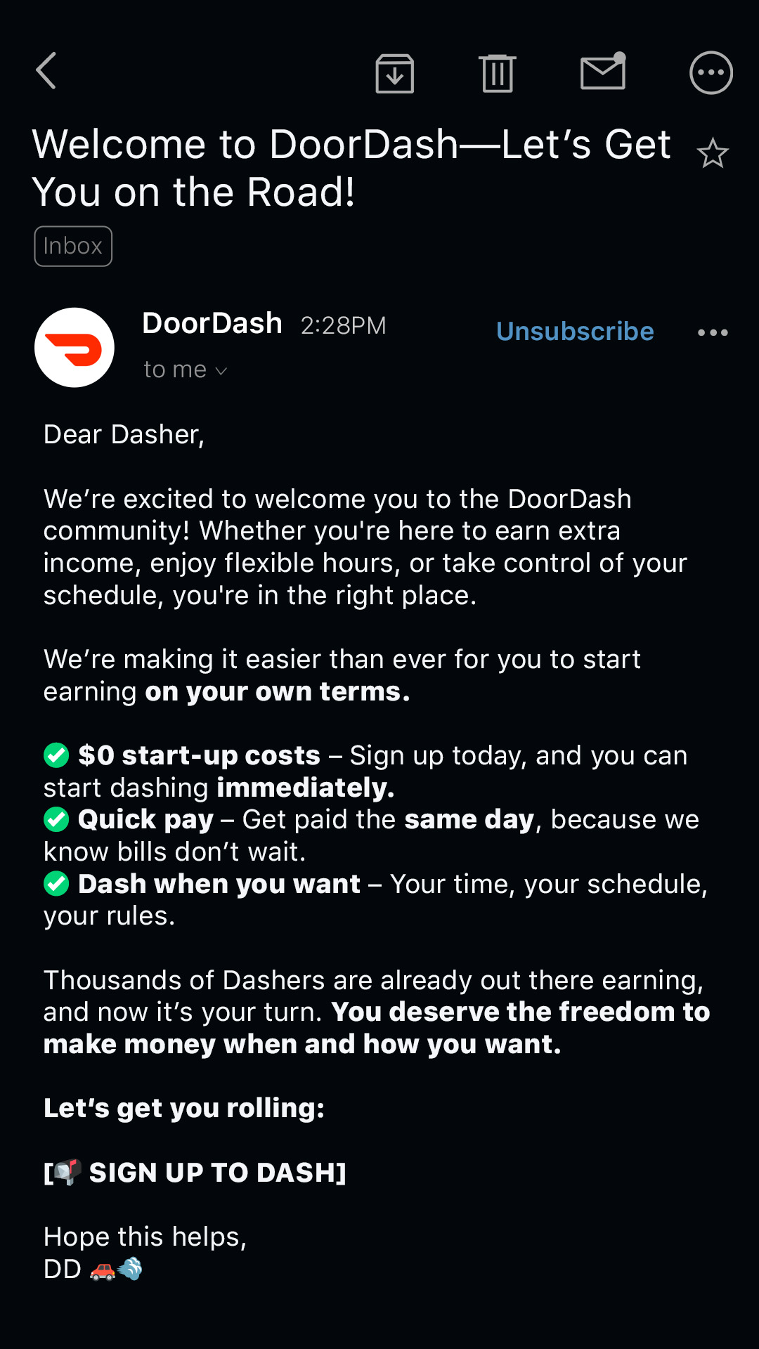DoorDash Australia Facebook ad