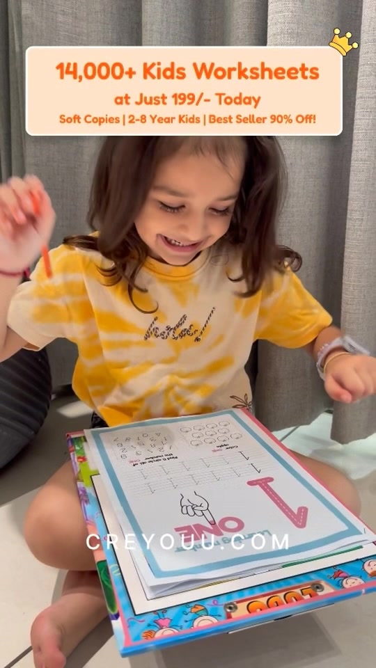 Creyouu Facebook ad: Unlock 14,000+ Worksheets at Rs.199!