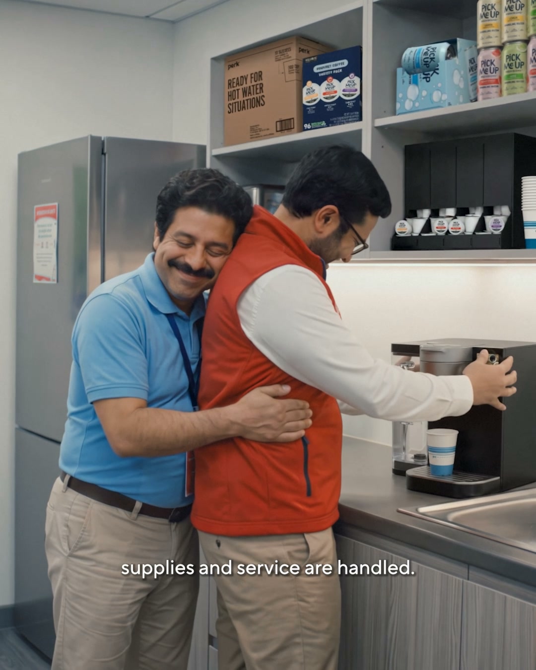 Staples Business Facebook ad: Coffee, brewer included.