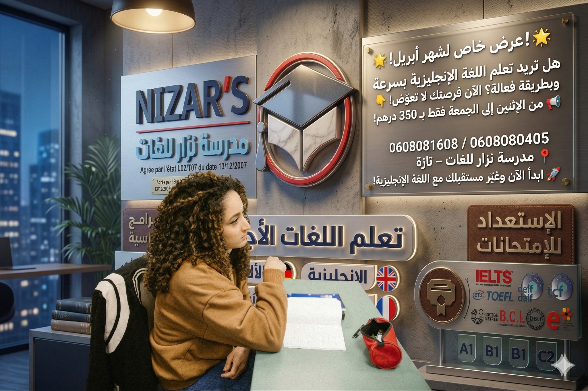 Nizar's language school Facebook ad: عرض خاص لشهر أبريل!