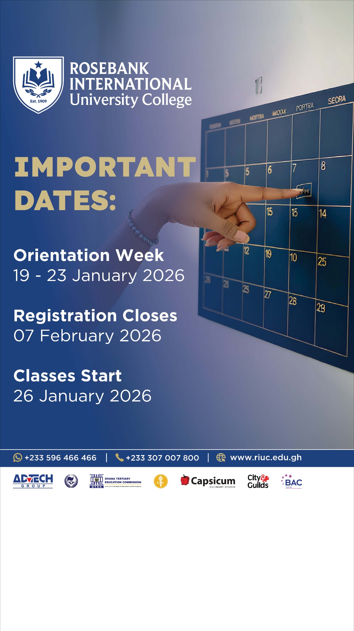 Rosebank International University College-RIUC Facebook ad from Jan 13, 2026