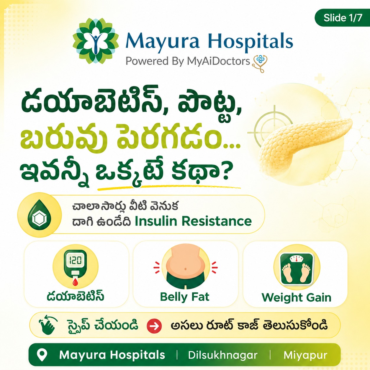 Mayura Hospitals Facebook ad: డయాబెటిస్ ఒక్కరోజులో రాదు… నెమ్మదిగా build అవుతుంది!