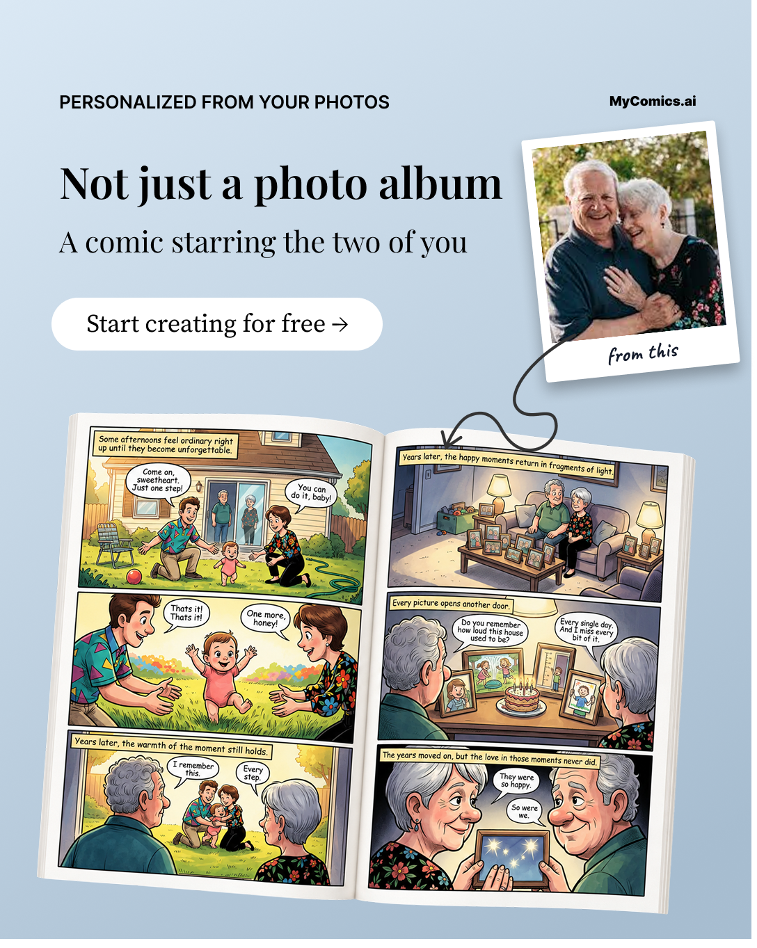 MyComics.ai Facebook ad: Make a perfect personalized gift!