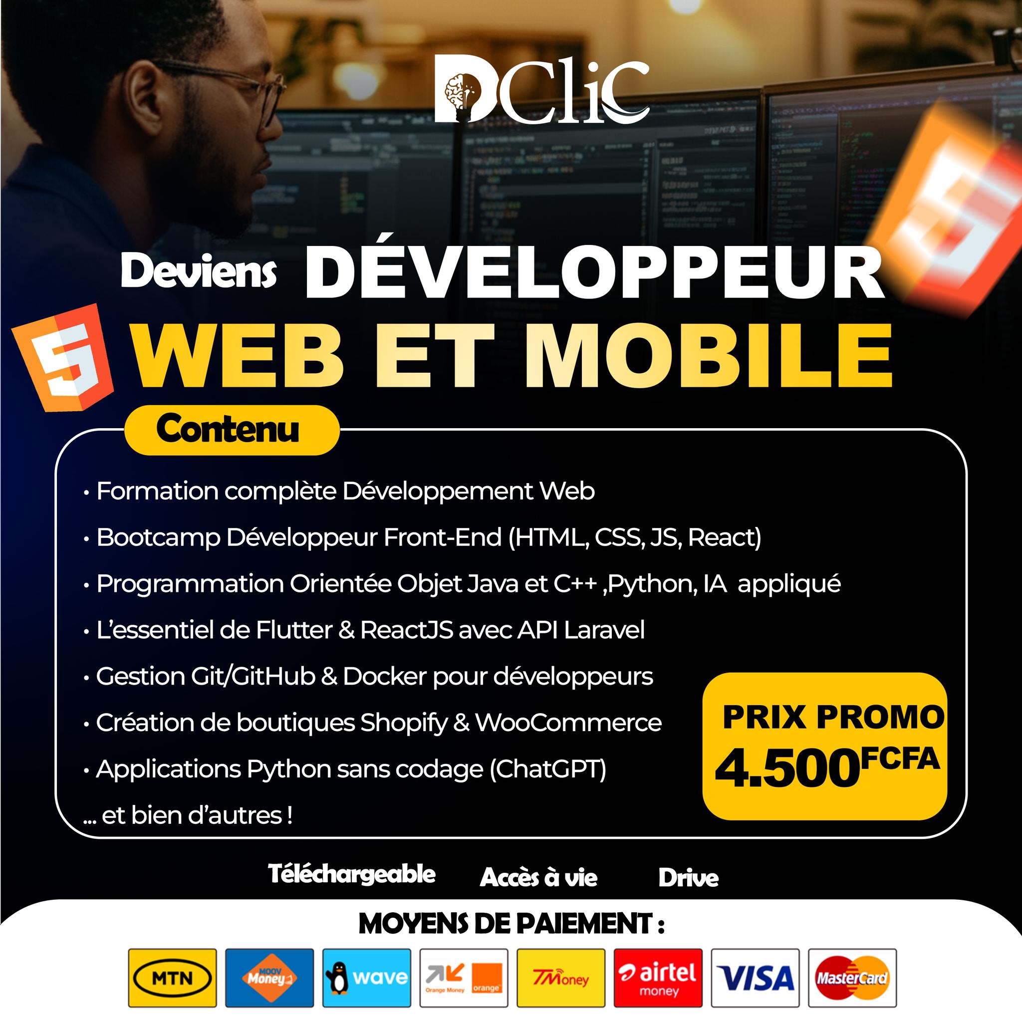 LeDéclic Facebook ad: Deviens développeur web & mobile: pack de 26 formations