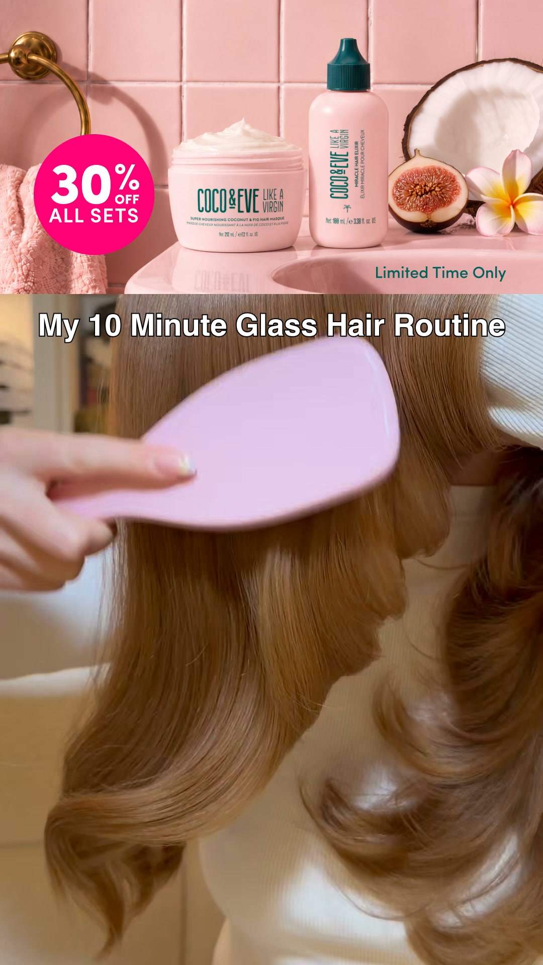 Coco & Eve Facebook ad: 30% Off the Silky Hair Set