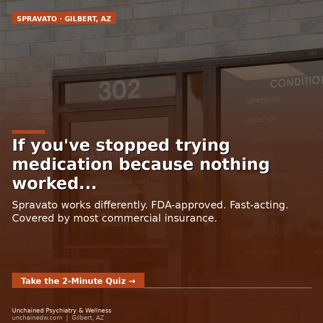 Unchained Wellness Clinic Facebook ad: Spravato for Treatment-Resistant Depression