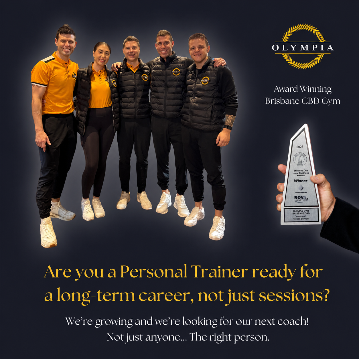 Olympia Transformations - Brisbane CBD Facebook ad: BRISBANE CITY’S BEST GYM IS HIRING