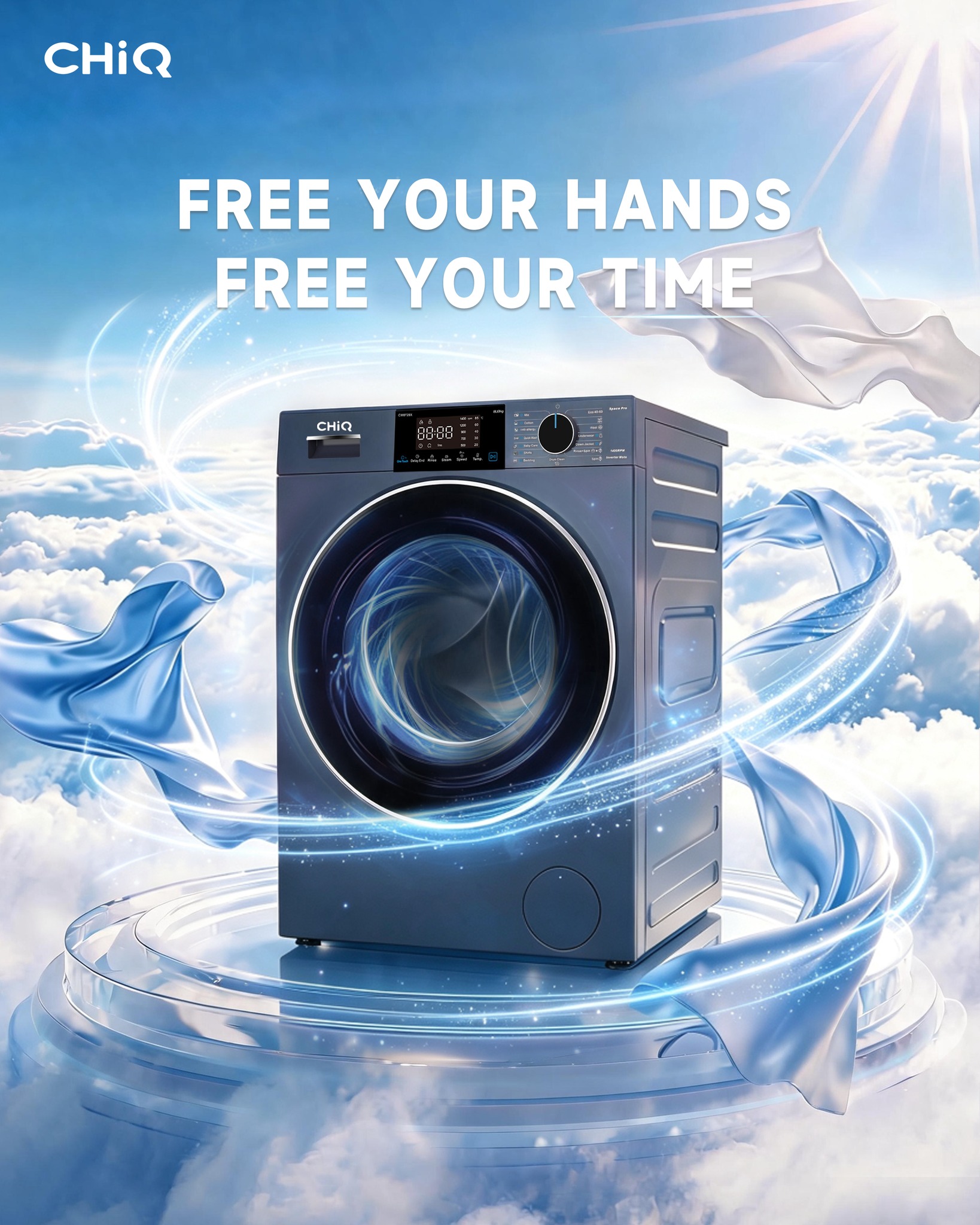 CHiQ Facebook ad: More life. Less laundry.