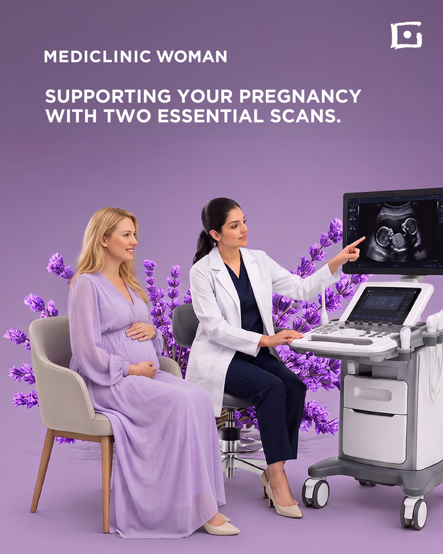 Mediclinic Middle East Facebook ad: The combined first-trimester screening between 11 and 14…