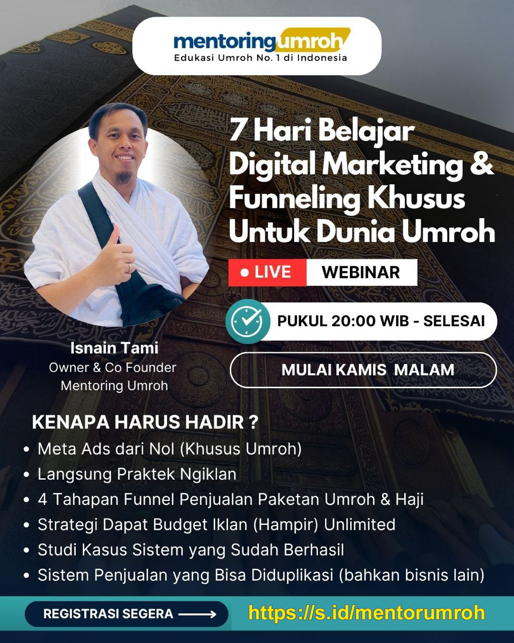 Umroh Mabrur Indonesia Facebook ad: 7 Hari Belajar Digital Marketing Khusus Umroh, Mulai dari…