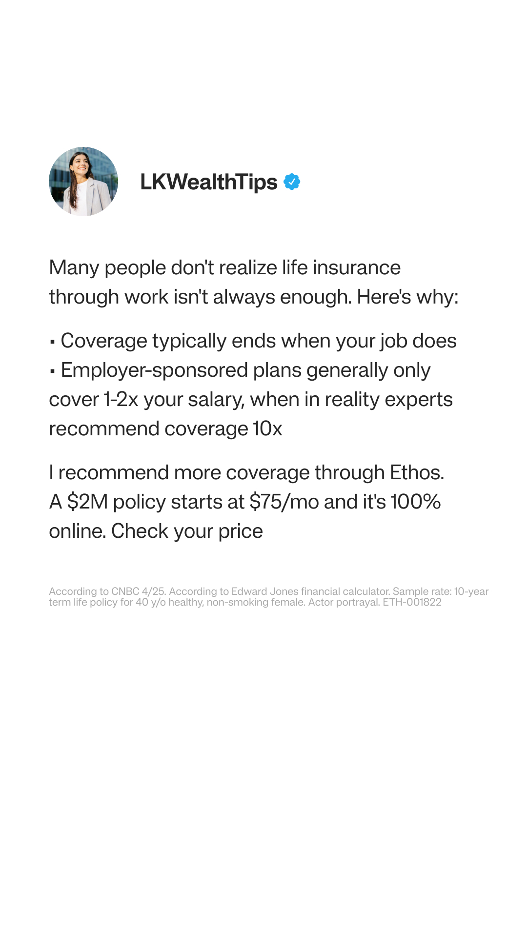 Ethos Facebook ad