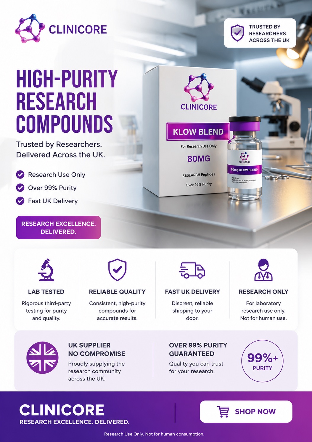 Clinicore Facebook ad: Clinicore | Research Peptides & High-Purity Laboratory…