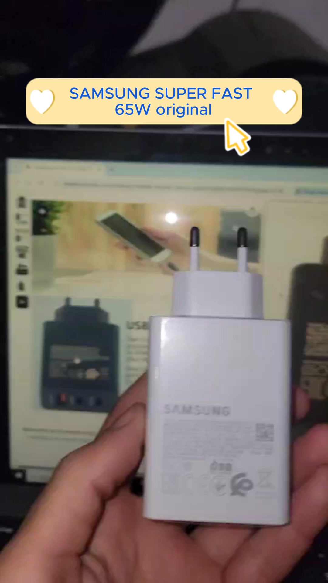 Chic choc Facebook ad: Chargeur Samsung original 65W