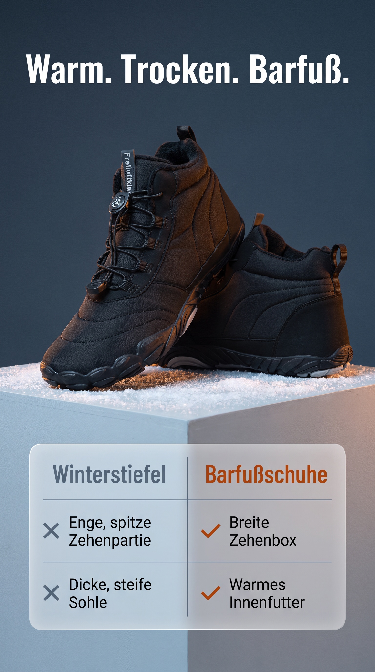 Freiluftkind Facebook ad: Kepler: Barfußgefühl auch bei Schnee, Regen und Kälte