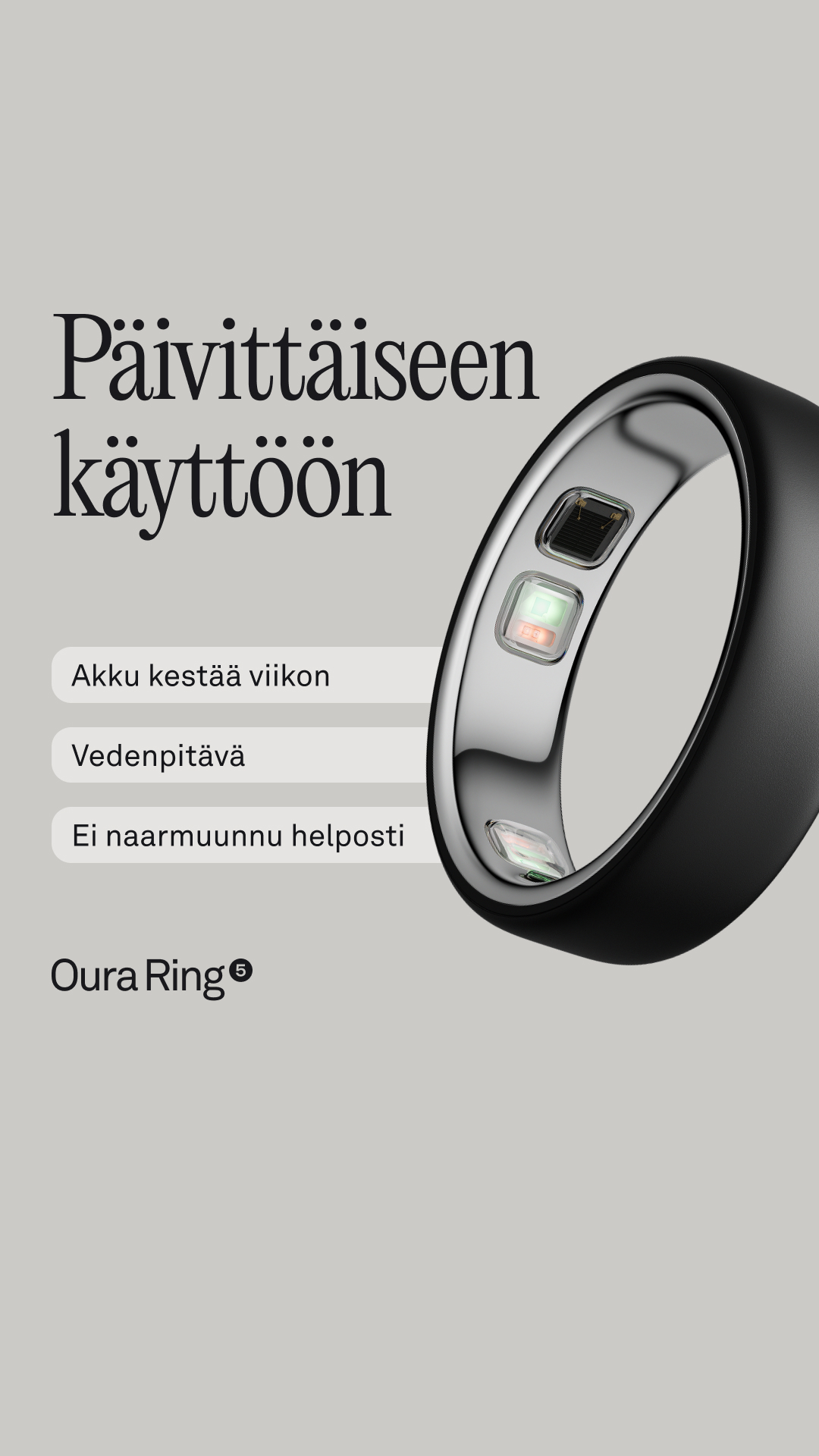 ŌURA Facebook ad: Saammeko esitellä: Oura Ring 5