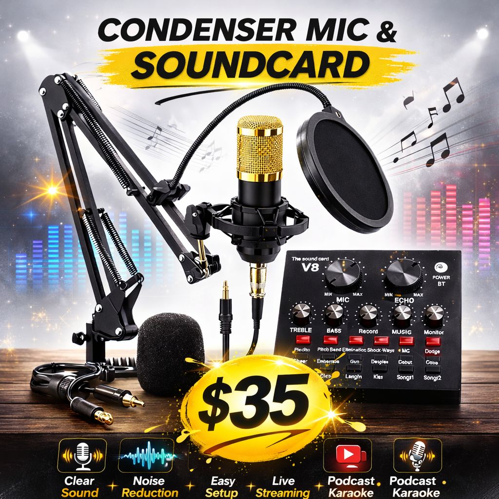 Treasure Collections Facebook ad: Condenser Mic + V8 Soundcard $35