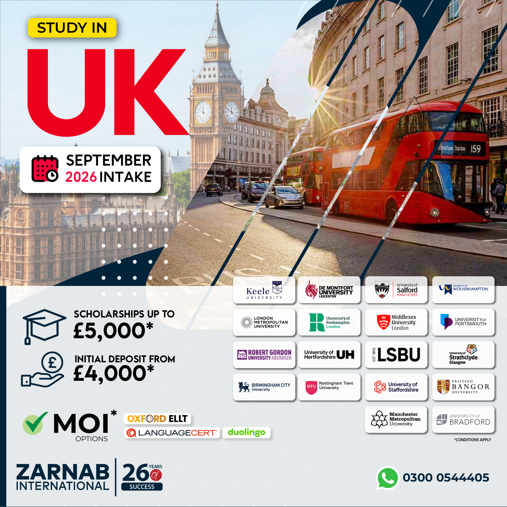 Zarnab International - Gulberg, Lahore Facebook ad: No IELTS? No Worries! MOI Accepted!
