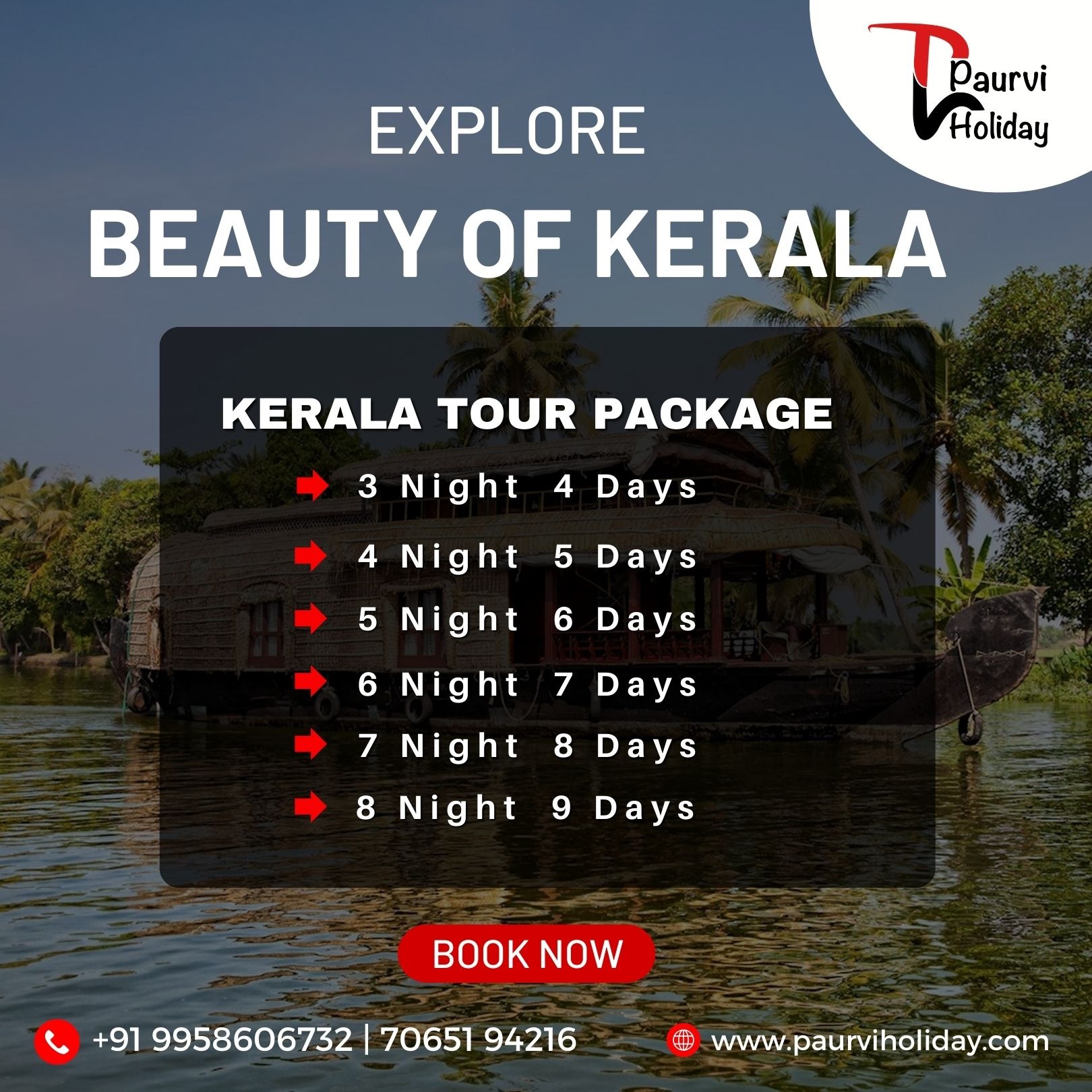 Paurvi Holiday Facebook ad: Kerala Tour Package