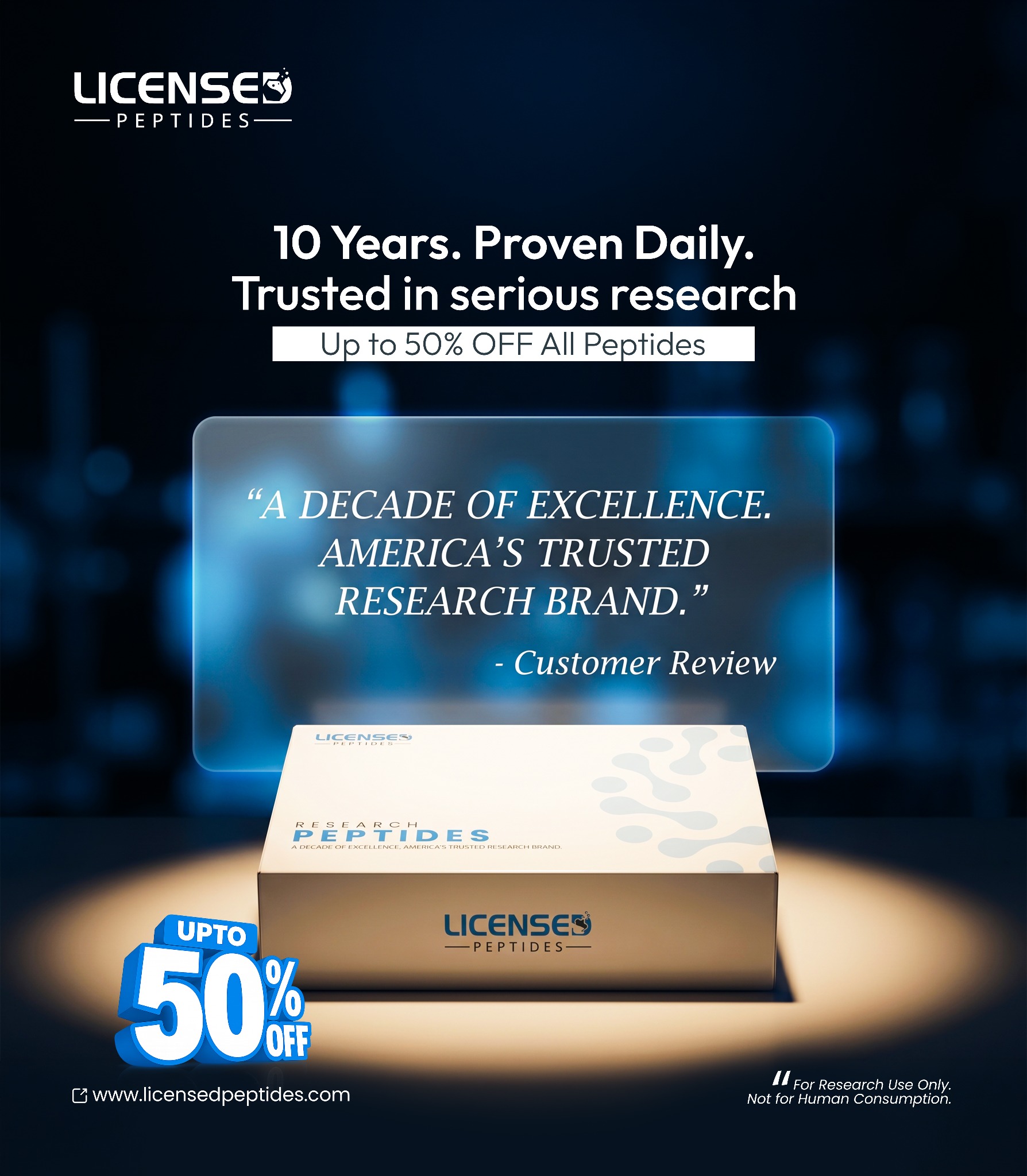 LicensedPeptides.com Facebook ad
