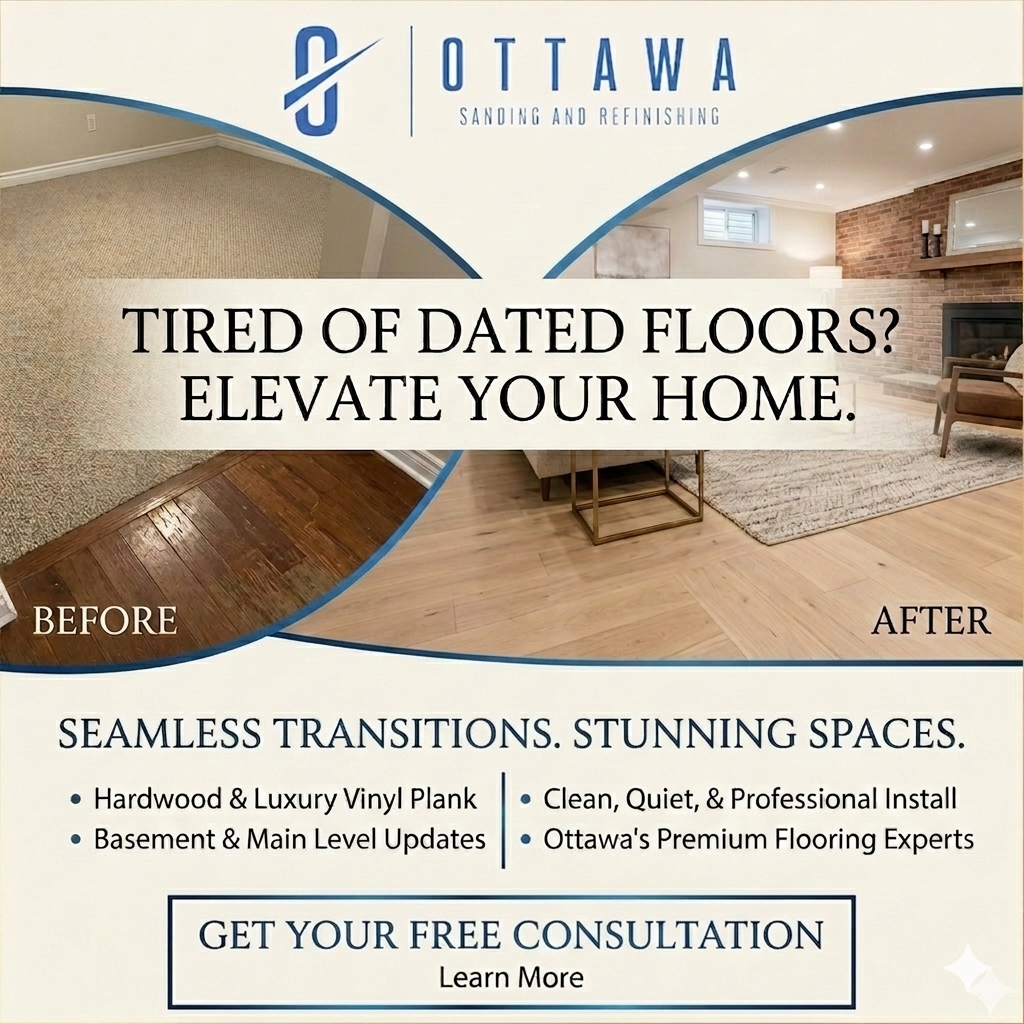 Ottawa Sanding And Refinishing Facebook ad: Upgrade your home with luxury vinyl and hardwood…