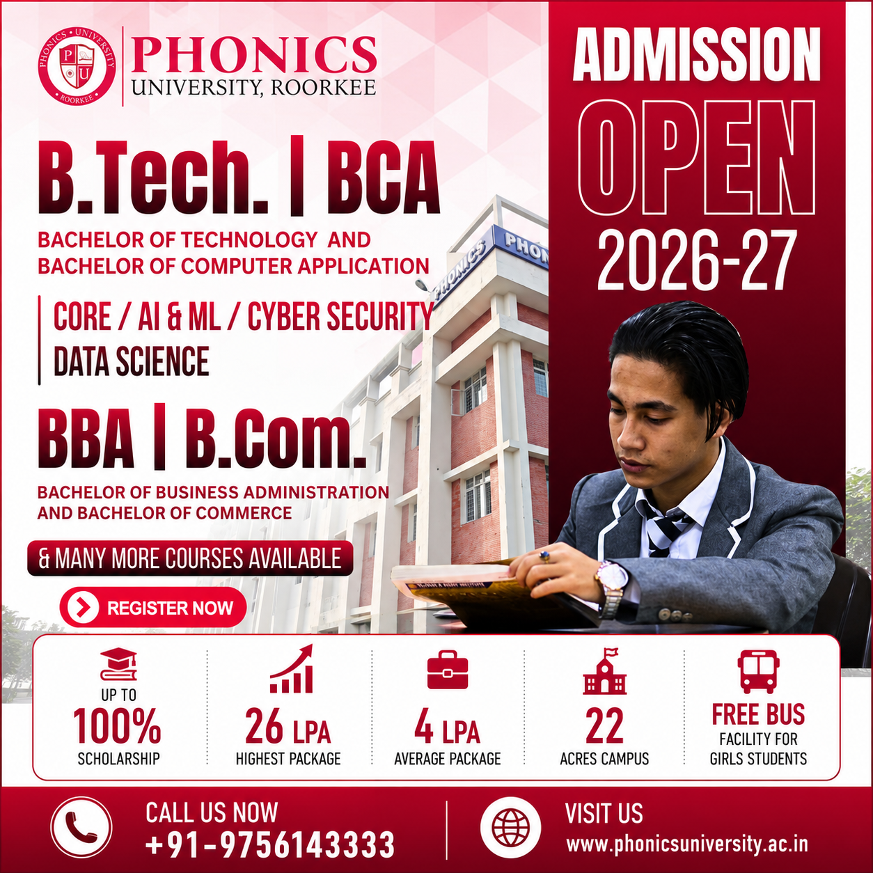 Phonics University, Roorkee Facebook ad: Admissions Open 2026-27