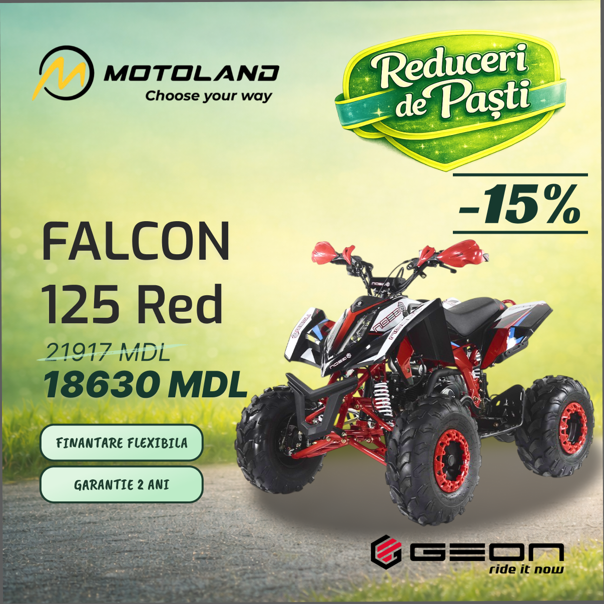 MOTOLAND Facebook ad: Descoperă modelele GEON cu reducere până la -15%…