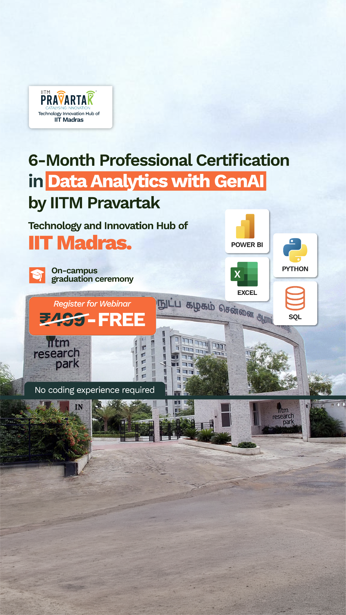 IITM Pravartak - Online Certificate Programs with Coding Ninjas Facebook ad