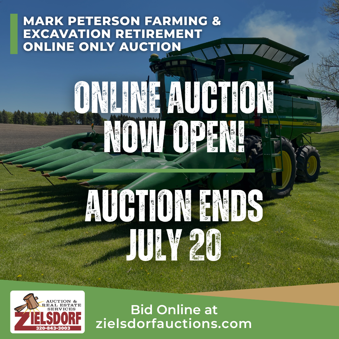 Zielsdorf Auction and Real Estate Facebook ad: Bidding is NOW OPEN for the Mark Peterson…