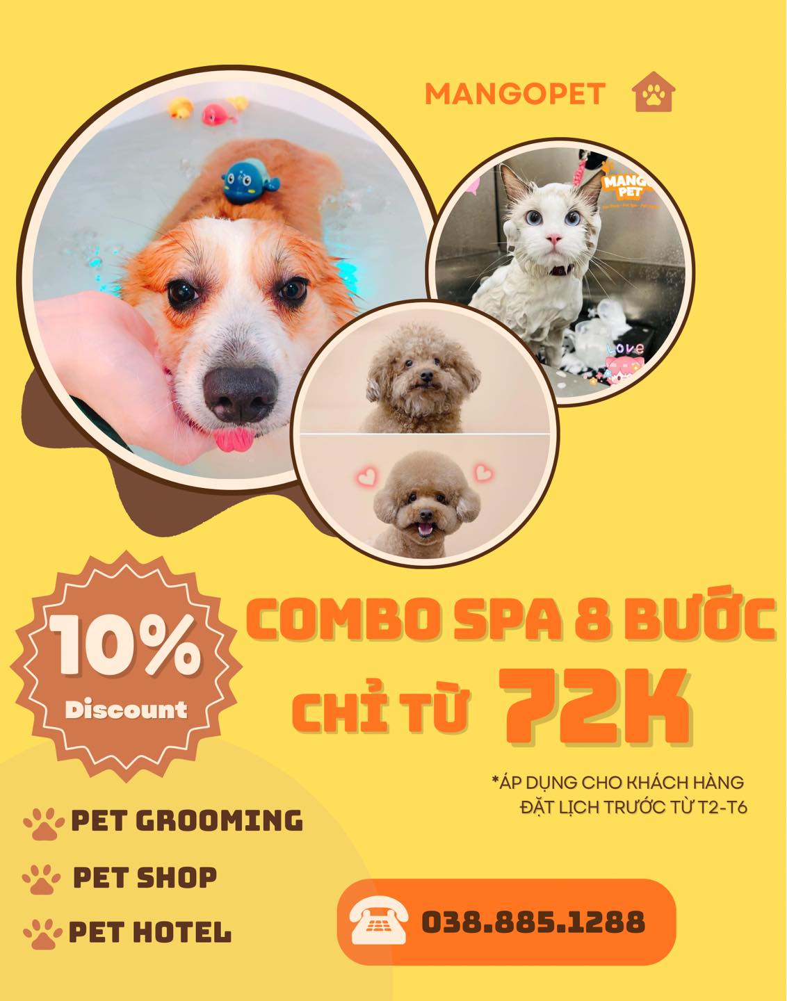 Mango Petshop - Spa & Hotel Facebook ad: Boss thơm tho, Sen hết lo với Combo…