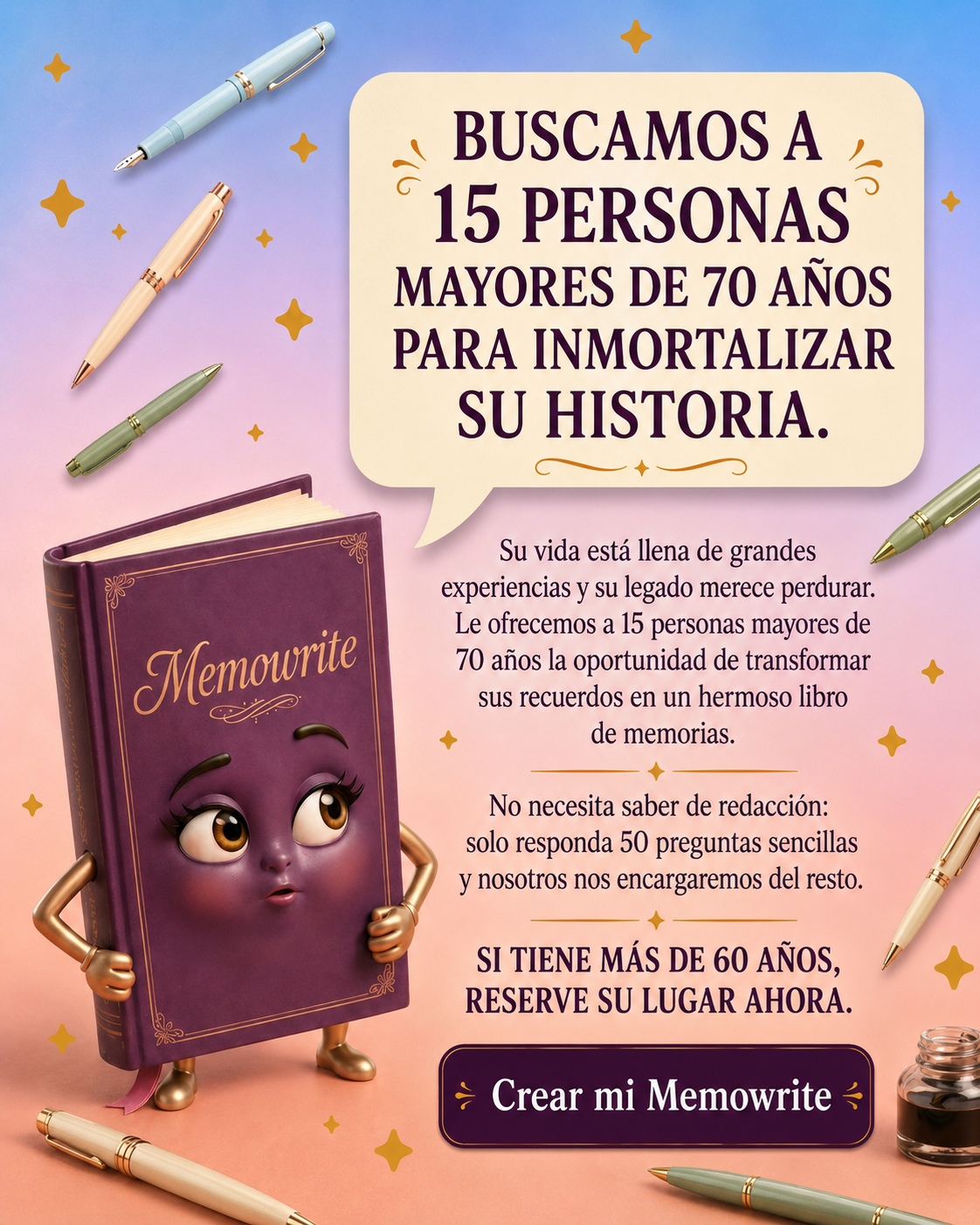 Memowrite Facebook ad