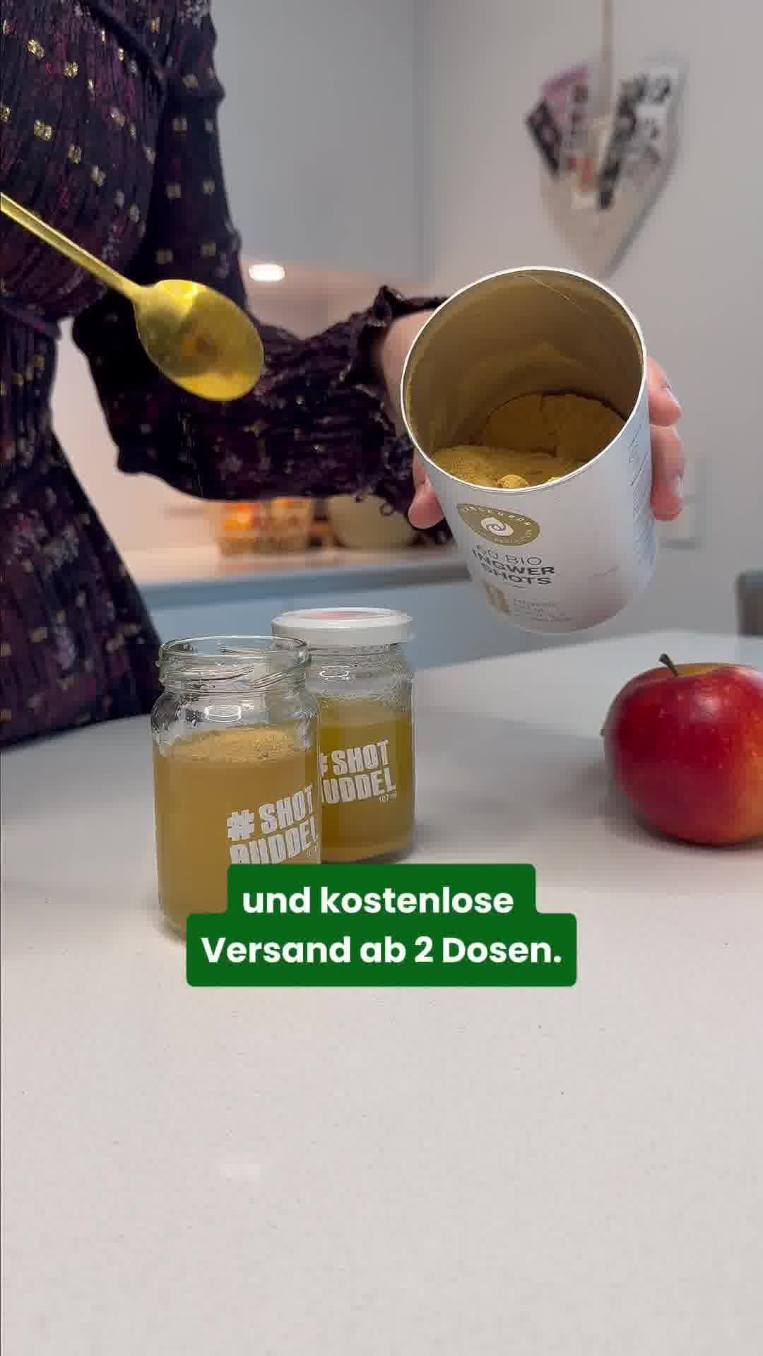 Hansegrün Facebook ad: 60 Bio Ingwer-Kurkuma-Shots