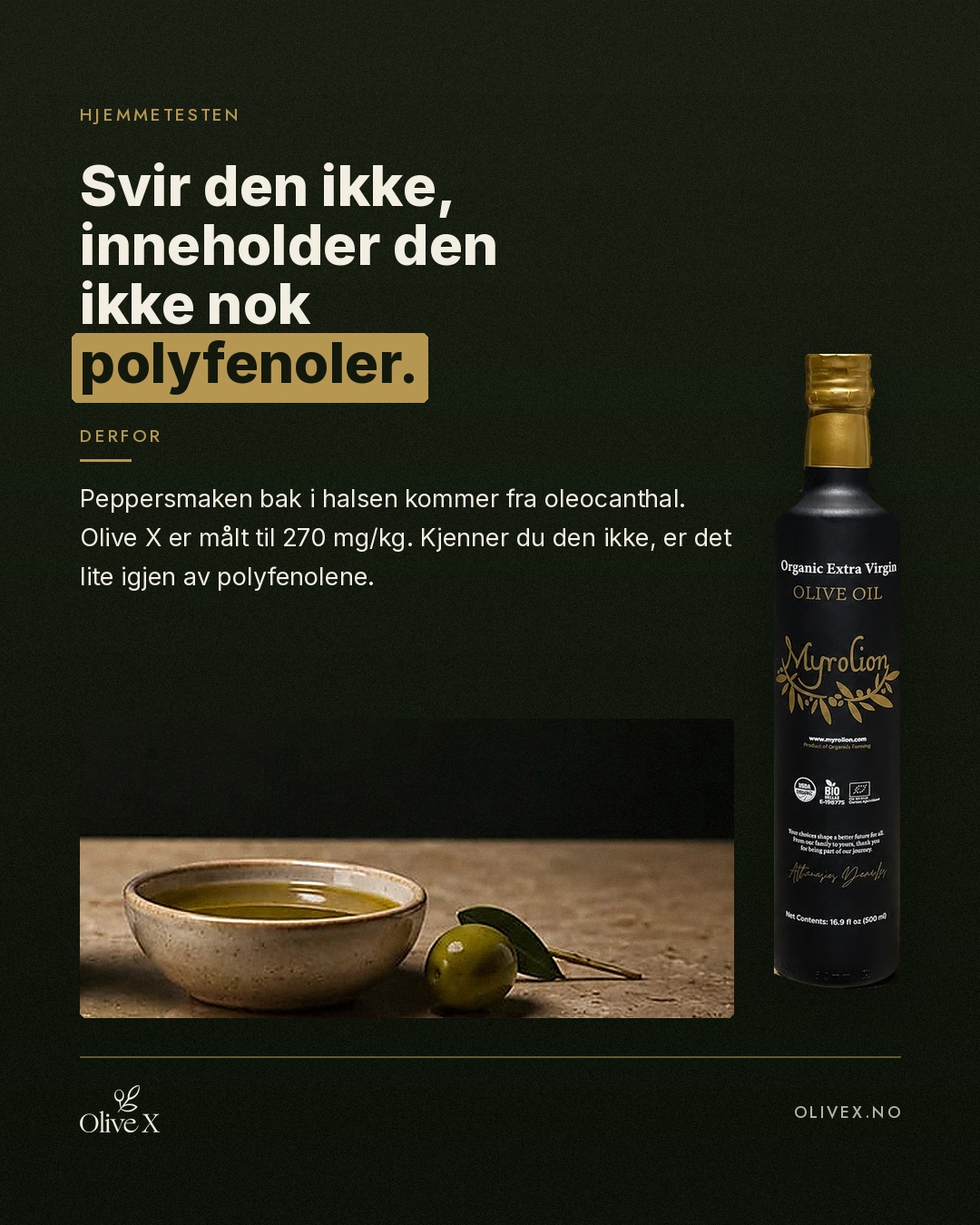 OliveX.no Facebook ad: Svir den ikke, mangler polyfenolene
