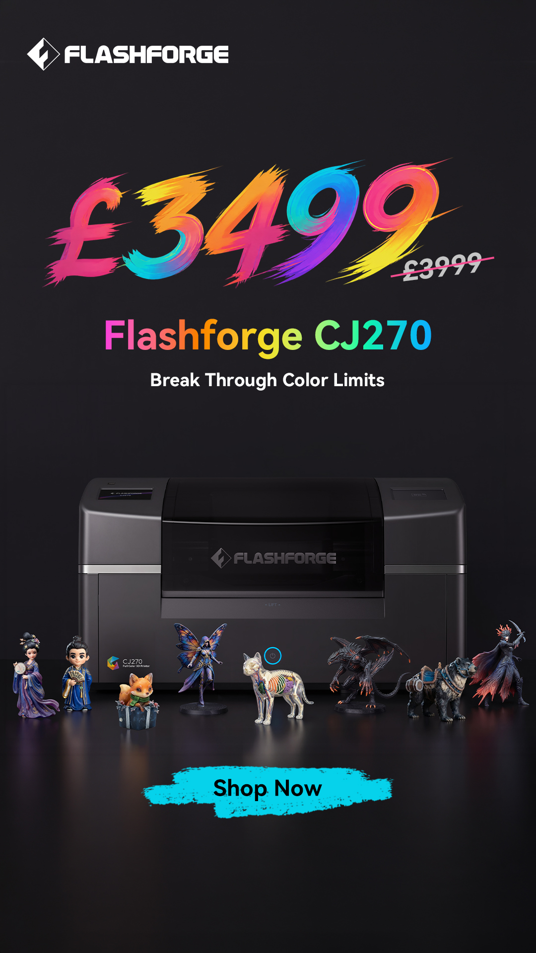 Flashforge Facebook ad: Flashforge CJ270-- Millions of Colors,One Print.The…