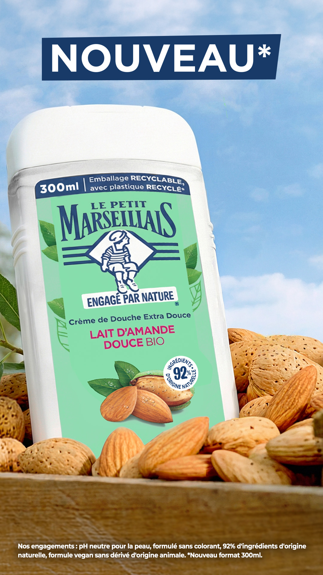 Le Petit Marseillais Facebook ad: NOUVEAU! Laissez-vous tenter par la Crème de Douche…