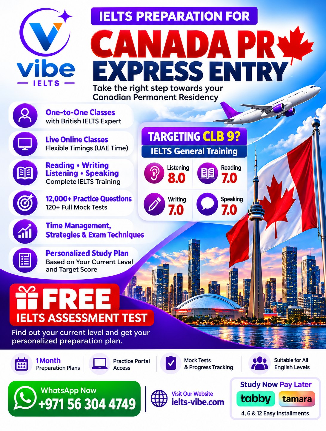 Vibe Training Facebook ad: CANADA PR EXPRESS ENTRY, IELTS PREPARATION IN UAE