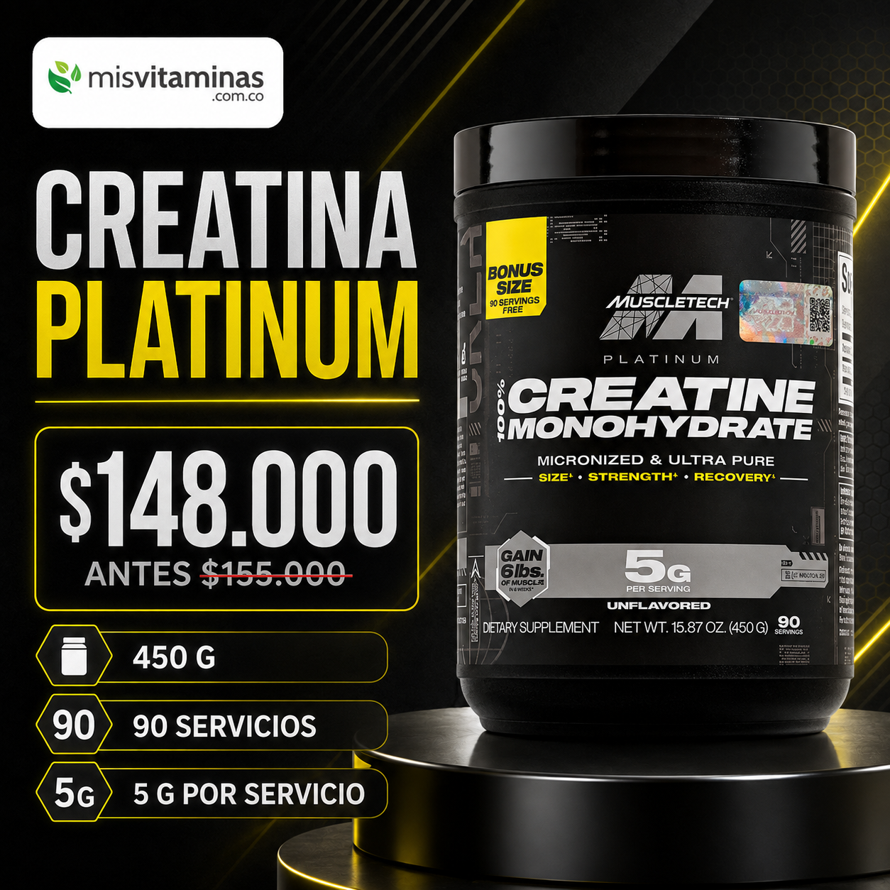 Mis Vitaminas Oficial Facebook ad: Creatina Platinum Original