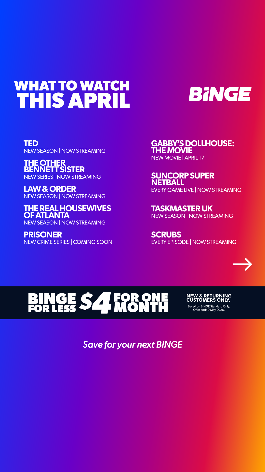 Binge Facebook ad