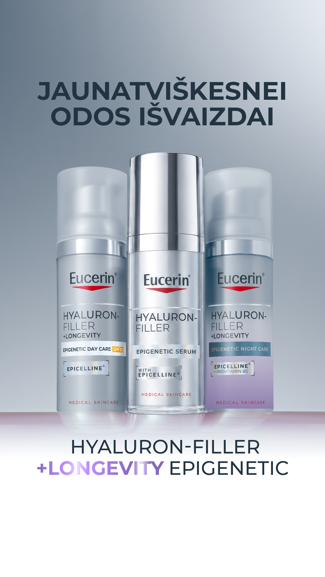Eucerin Lietuva Facebook ad: Ilgaamžiškumą puoselėjanti odos priežiūros rutina