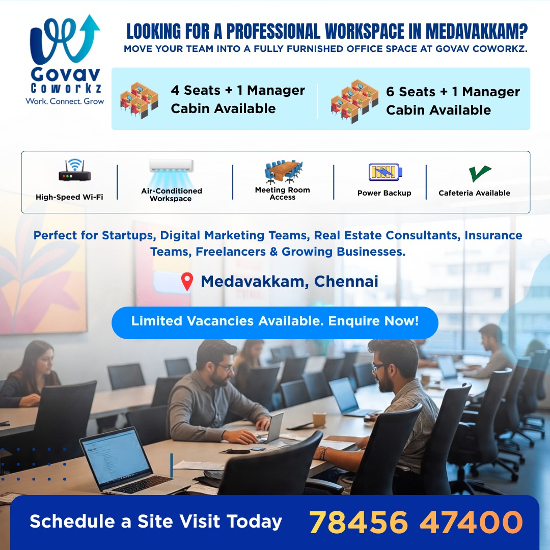 Mr.PERFECT SOLUTIONS Facebook ad: Fully Furnished Office Space Available in Medavakkam