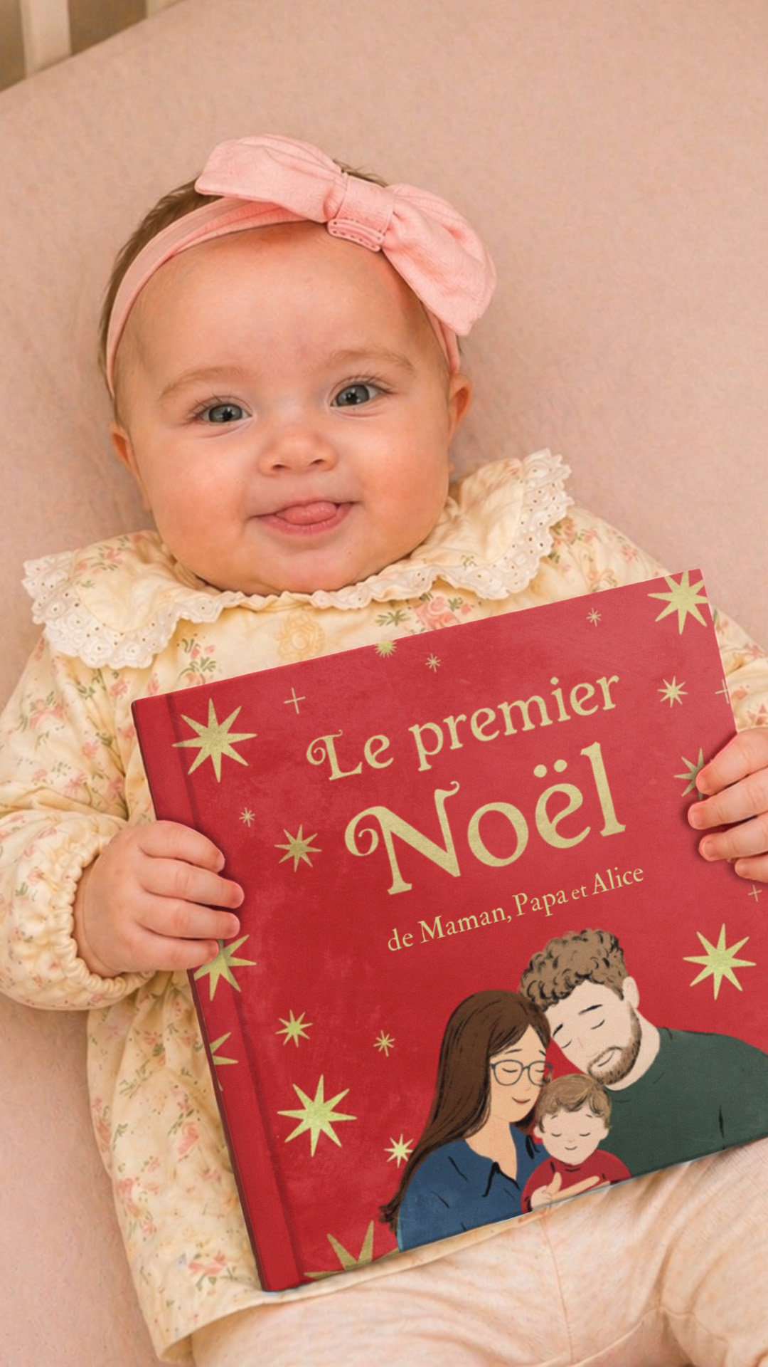 Wonderbly Facebook ad: Un conte de Noël personnalisé pour une nouvelle famille