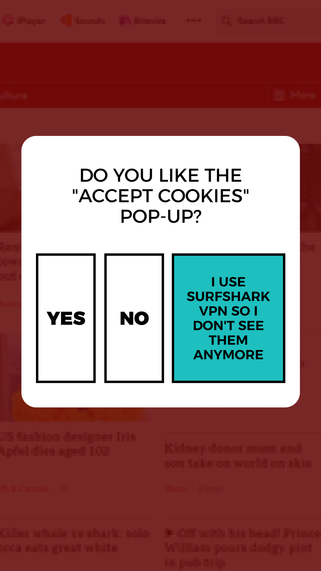 Surfshark Facebook ad