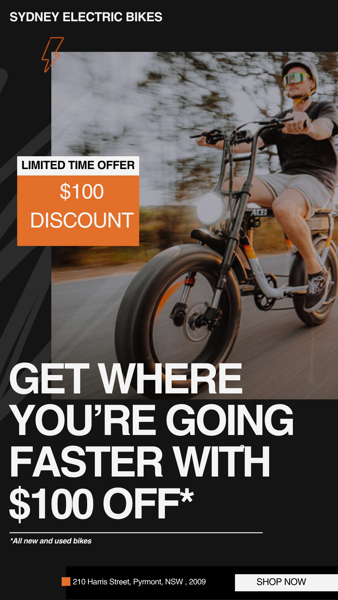 Sydney EBike Rentals Facebook ad from Nov 8, 2025